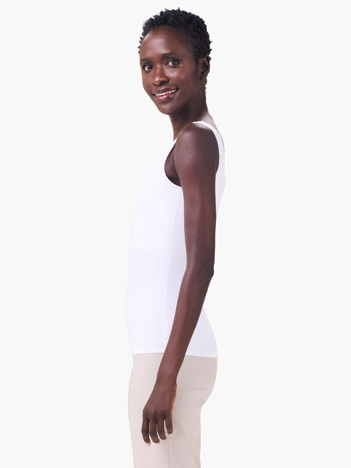 Sleek Jersey Split Neck Tank