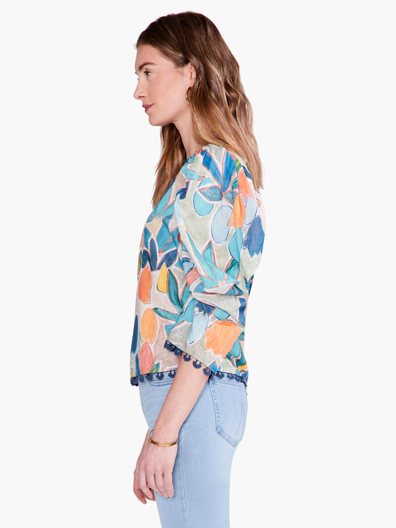 Woman Wears Citrus Grove Puff Sleeve Top image number 1