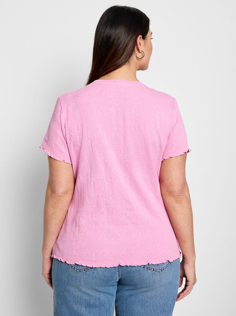 Woman Wears Lace Knit T-Shirt image number 2
