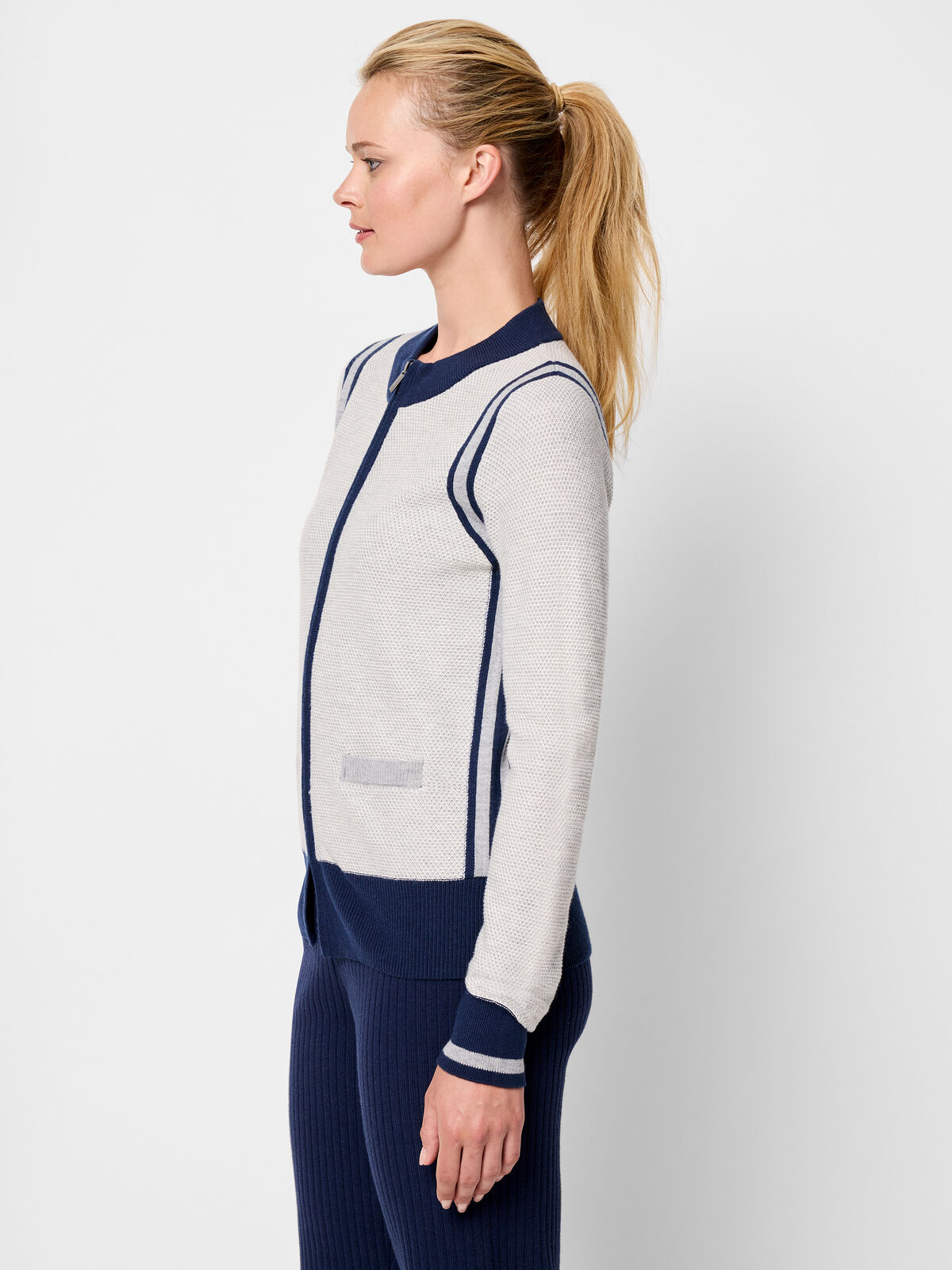 Zip Front Tipped Sweater Cardigan