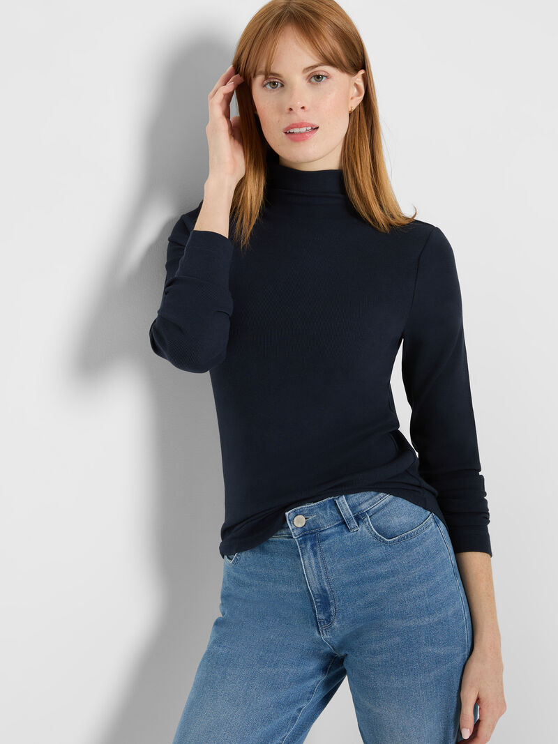 Perfect Knit Rib Long Sleeve Mock Tee