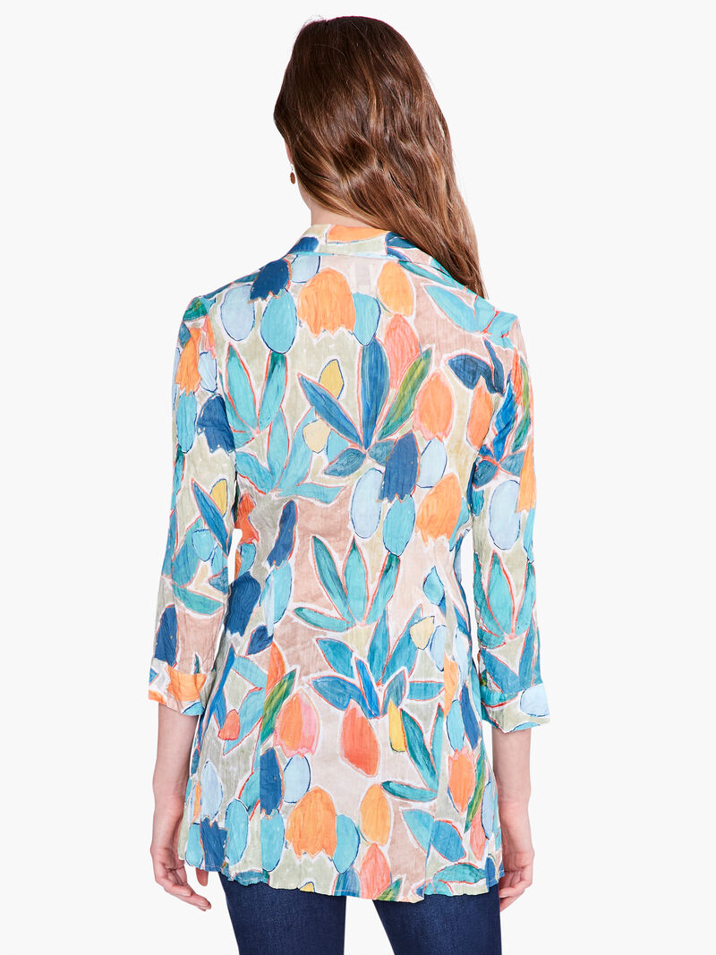 Woman Wears Citrus Grove Long Crinkle Shirt image number 2