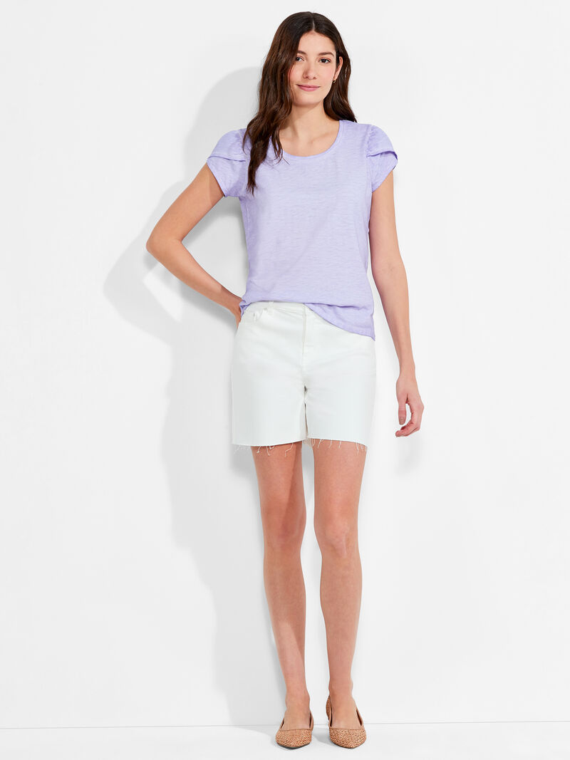 Woman Wears NZT Short Sleeve Tulip Sleeve Scoop Tee image number 3