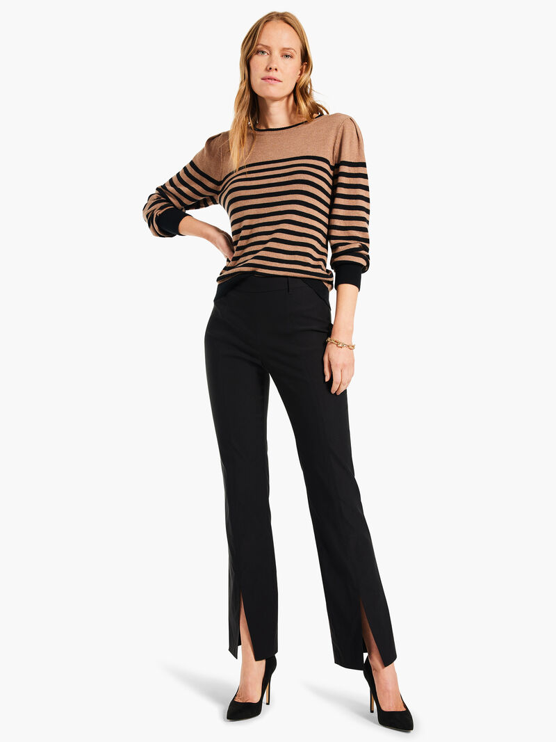 Woman Wears 31" Polished Wonderstretch Boot Cut Slit Pant image number 1