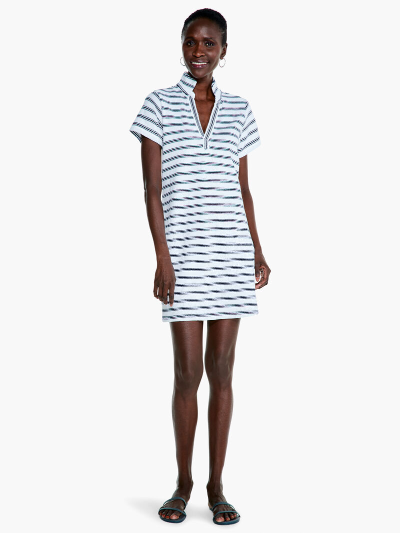 Woman Wears Striped Terry Dress image number 3