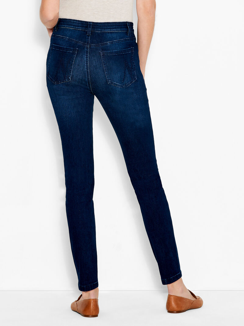 Woman Wears NZ Denim 28" Mid Rise Slim Ankle Jeans image number 2