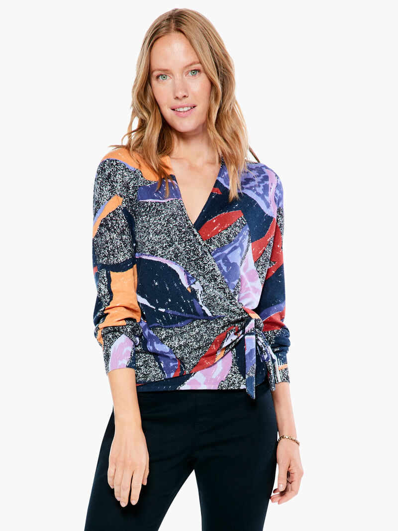 Woman Wears Falling Petals Vital Wrap Sweater image number 1