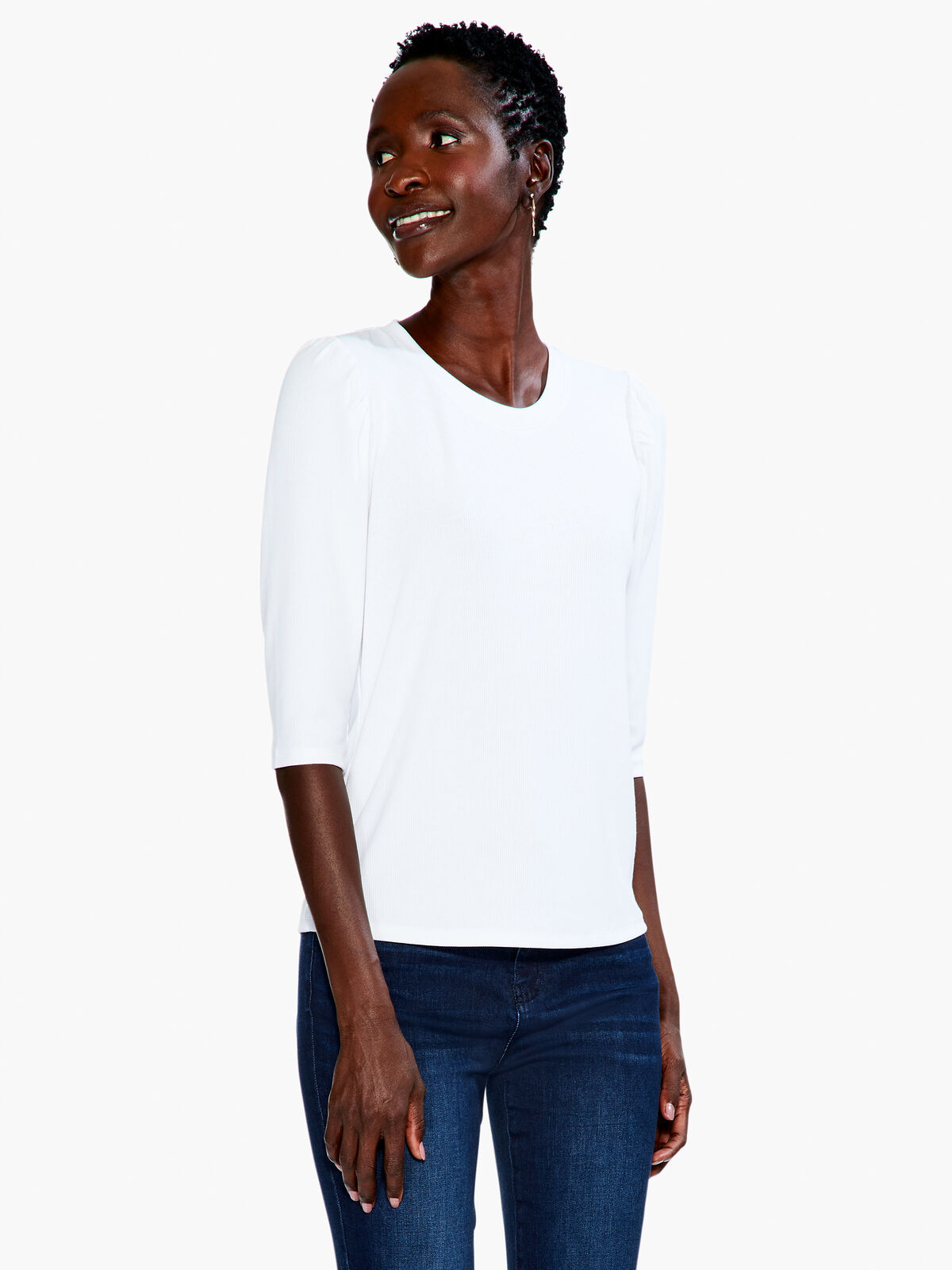 Drapey Rib Puff Sleeve Tee