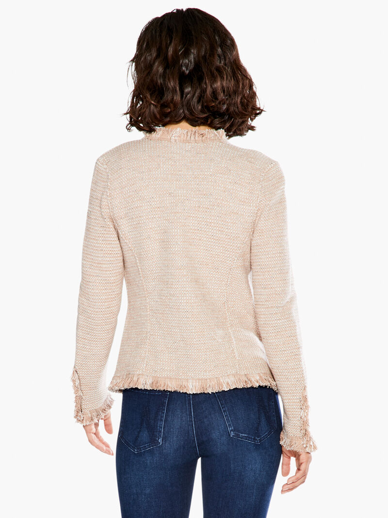 Woman Wears Fringe Mix Knit Jacket image number 2