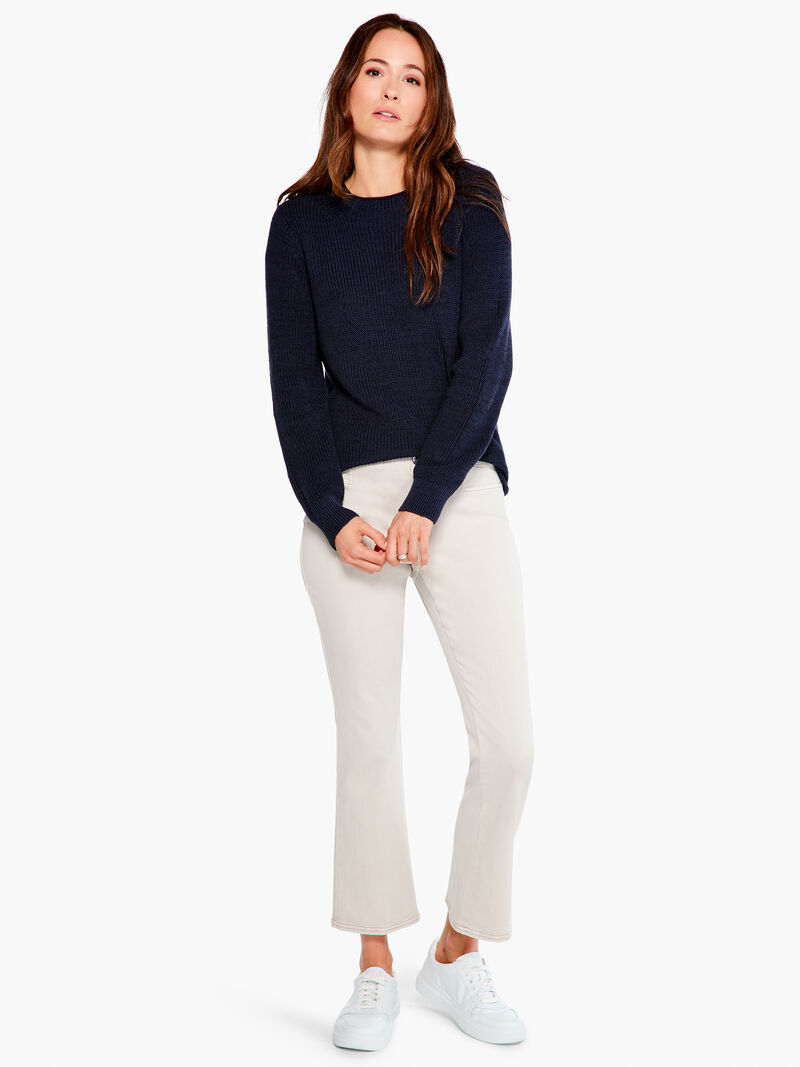 Woman Wears Shaker Knit Crew Neck Sweater image number 3