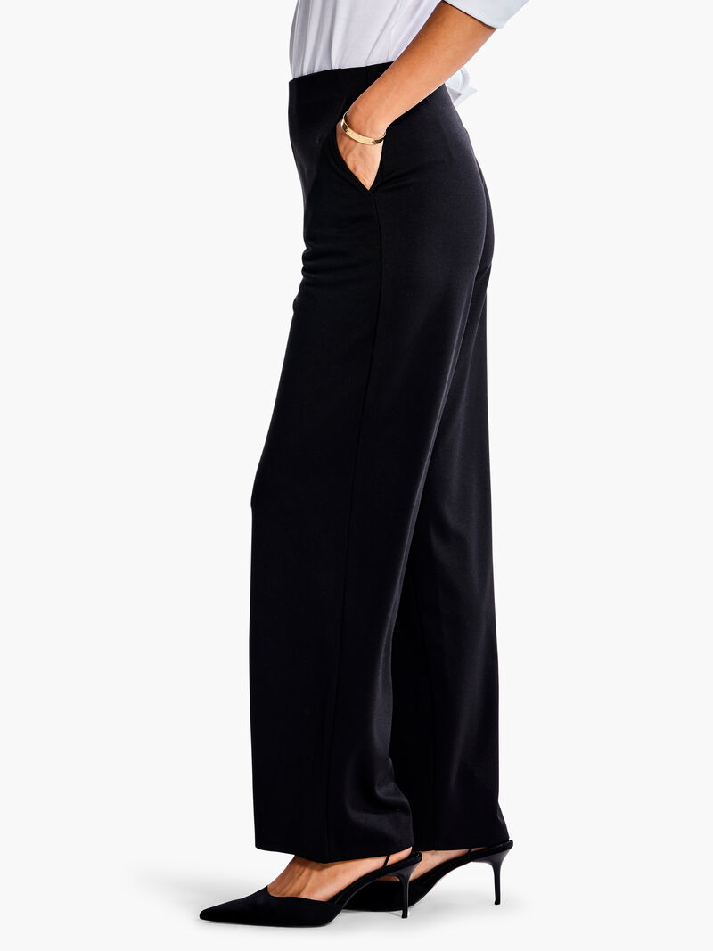 Woman Wears 29" Drapey Ponte Wide Leg Ankle Pant image number 2