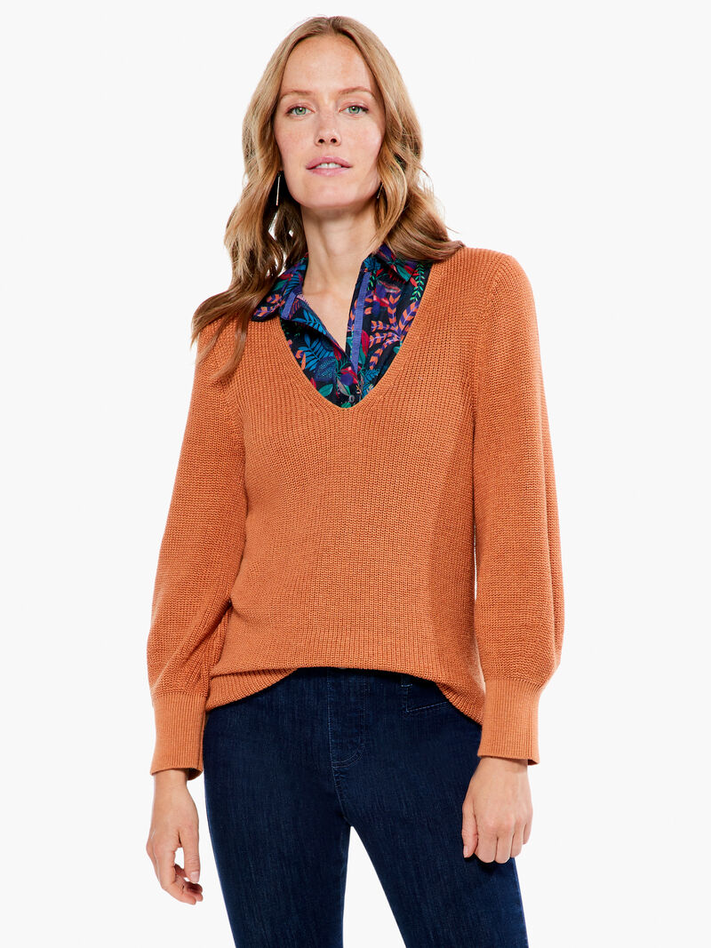 
                    Shaker Knit V Neck Sweater
