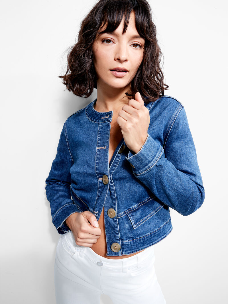 Woman Wears Top It Off Denim Jacket image number 5