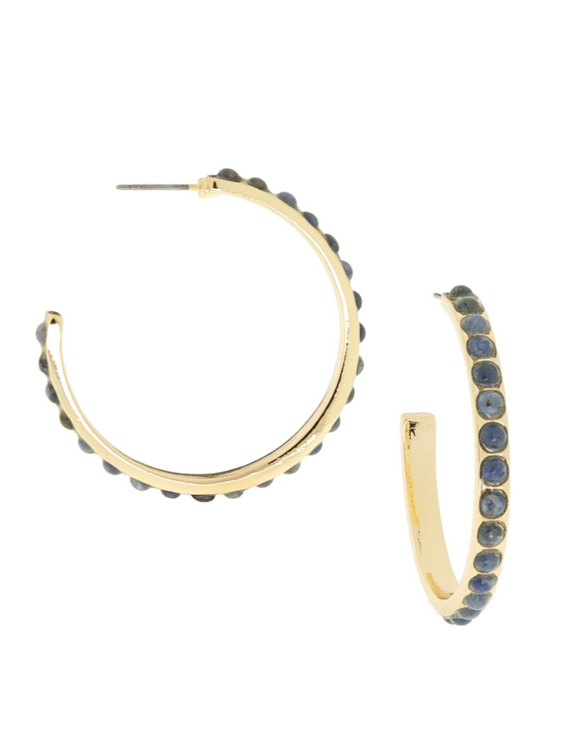 Woman Wears Marlyn Schiff - Natural Stone Hoop image number 0