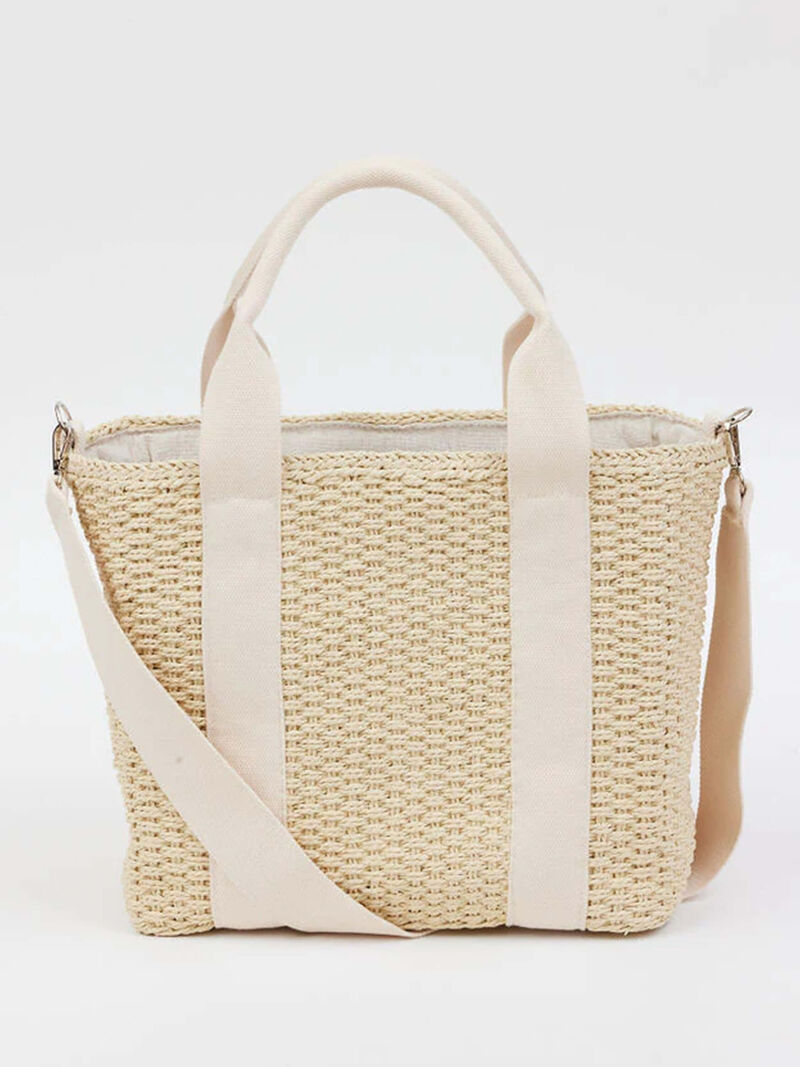 Woman Wears Hat Attack - Modern Straw Cooler Tote Bag image number 0