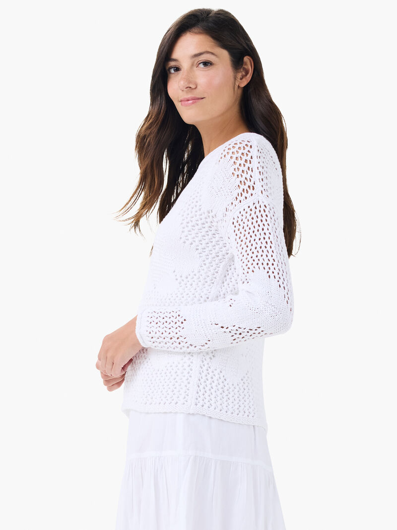 Woman Wears Crochet Bloom Sweater image number 1