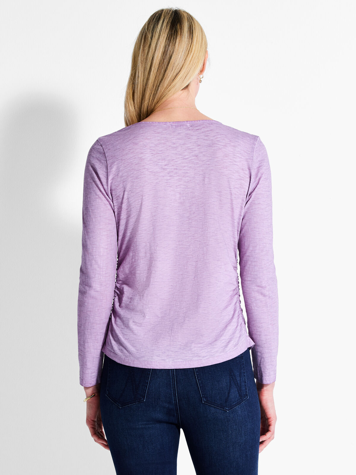 NZT Long Sleeve V-Neck Ruched Tee