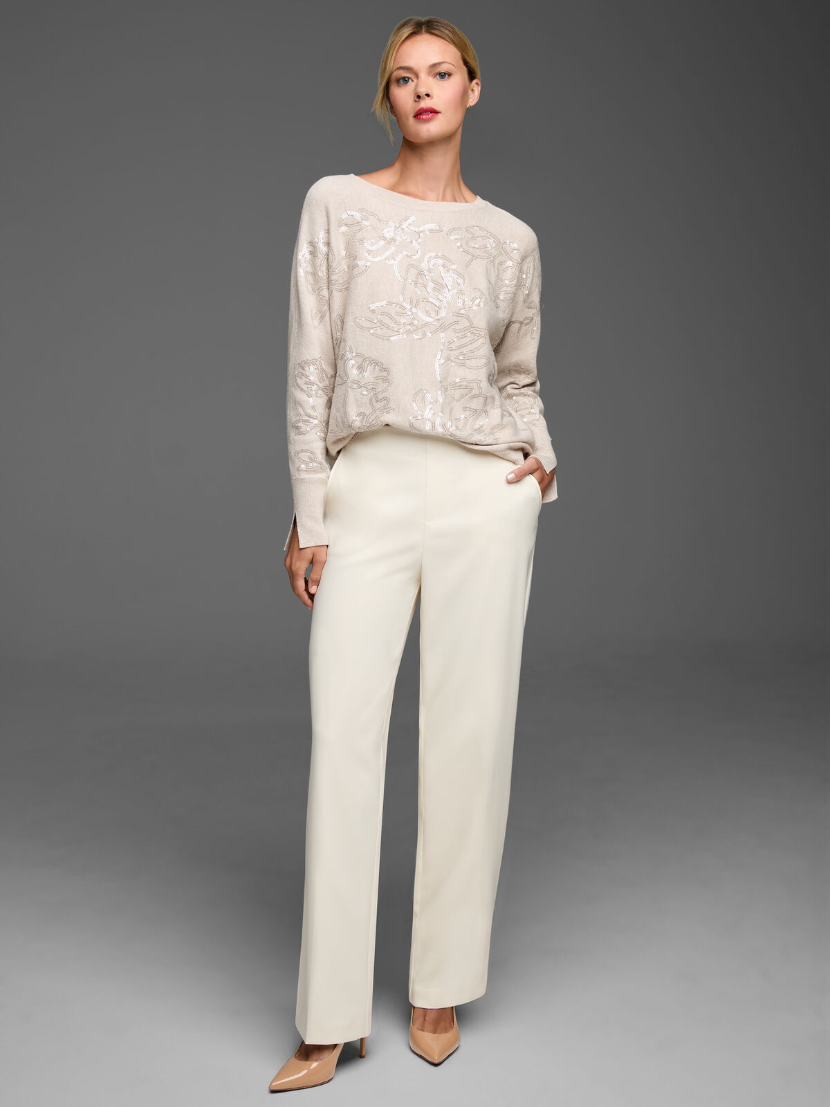 Gold Label Cotton Cashmere Silk Blend Sequin Sweater