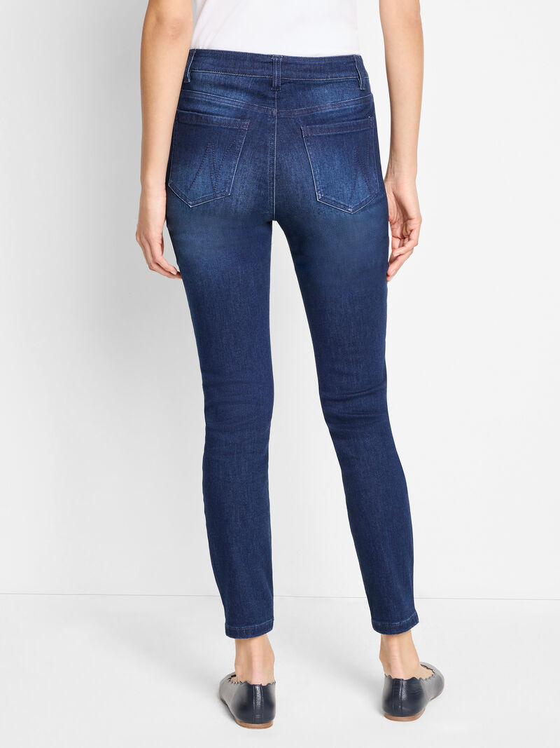 Woman Wears NZ Denim 28" Studio Slim Ankle Jeans image number 2
