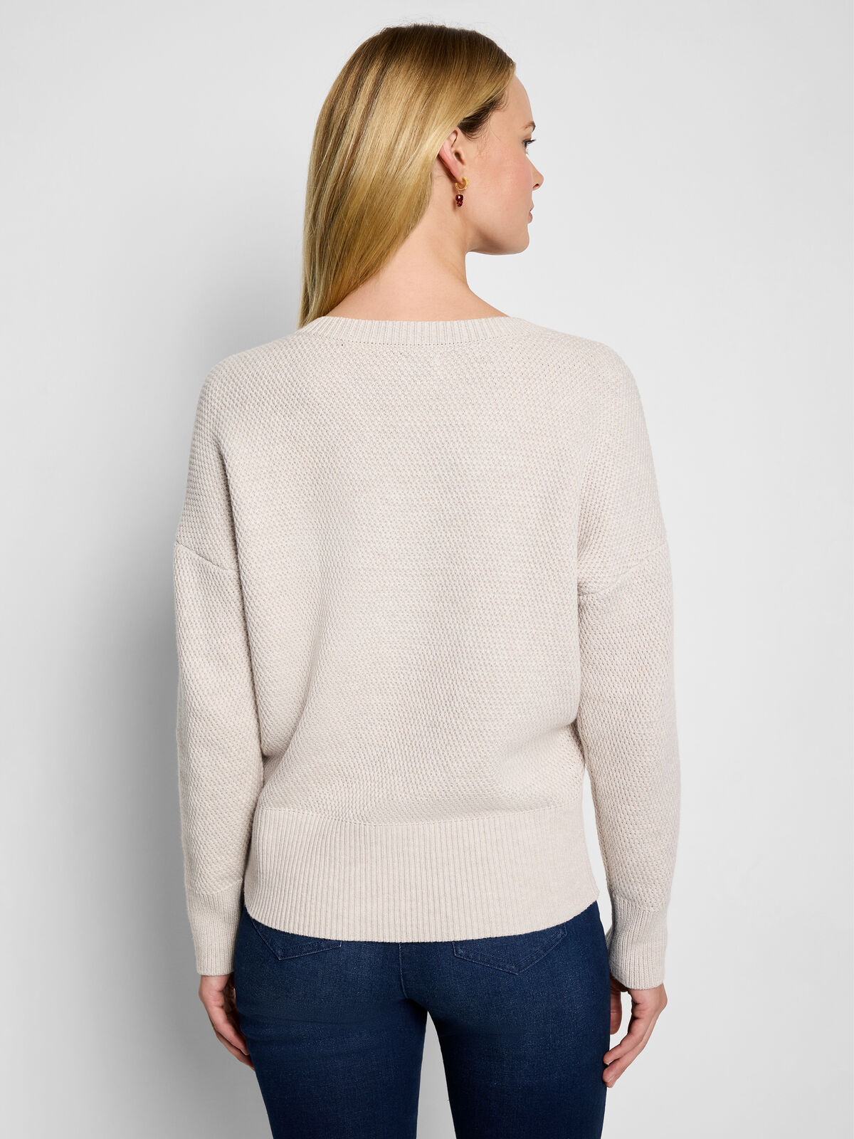Tuck Stitch V-Neck Sweater