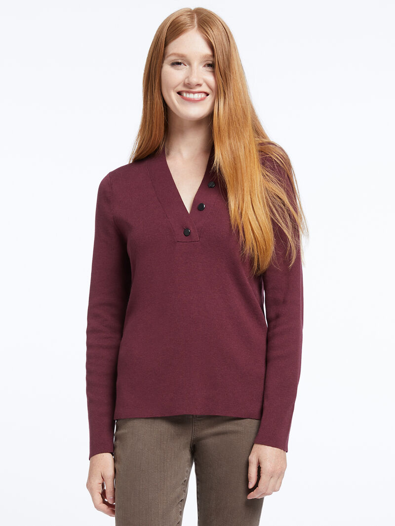 
                    Button V-Neck Sweater