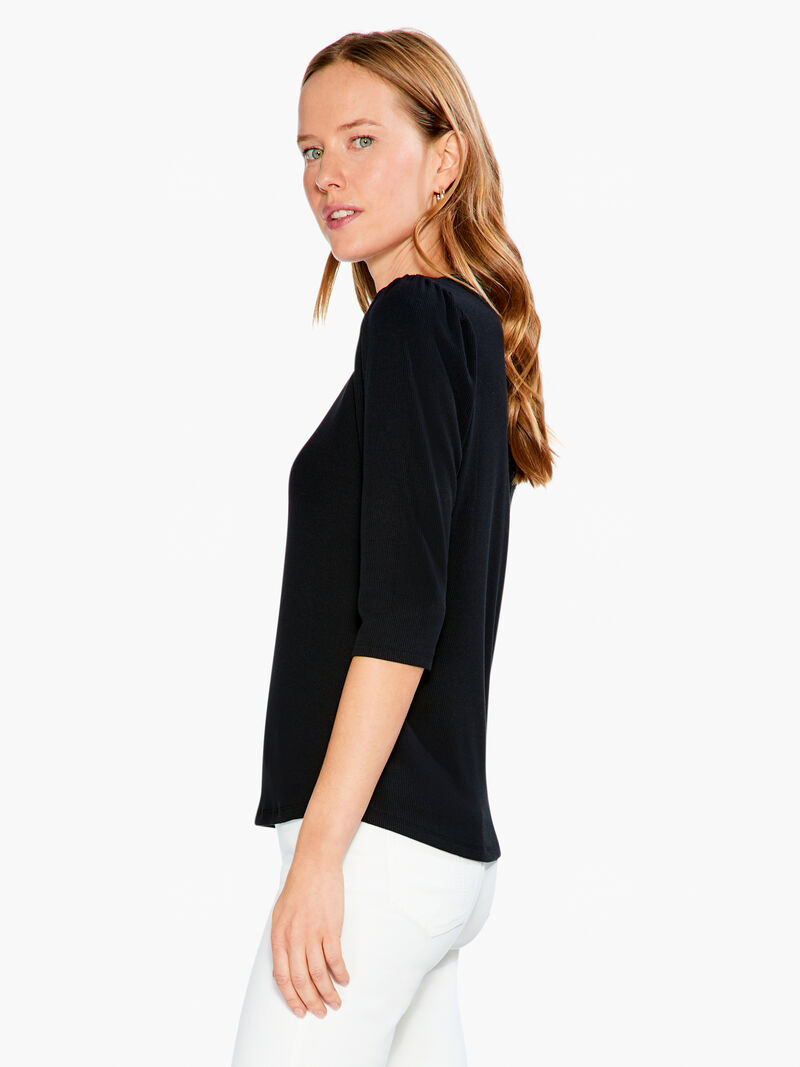 Drapey Rib Puff Sleeve Tee
