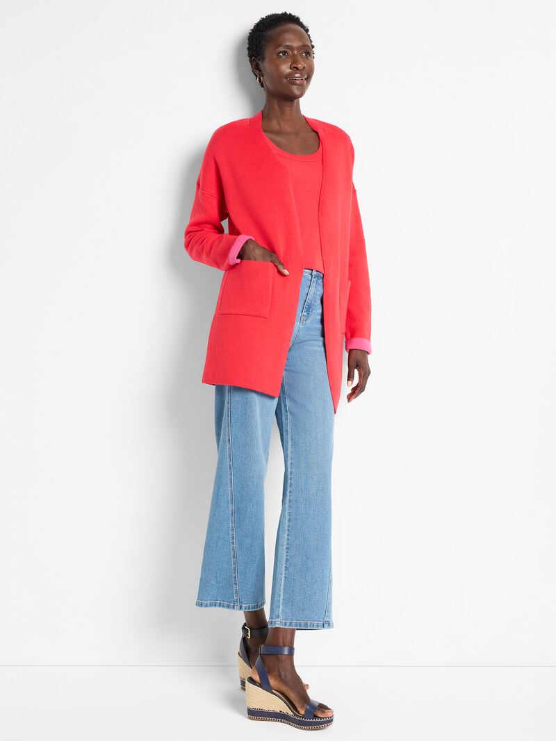 Woman Wears Sunset Breeze Reversible Knit Jacket image number 2