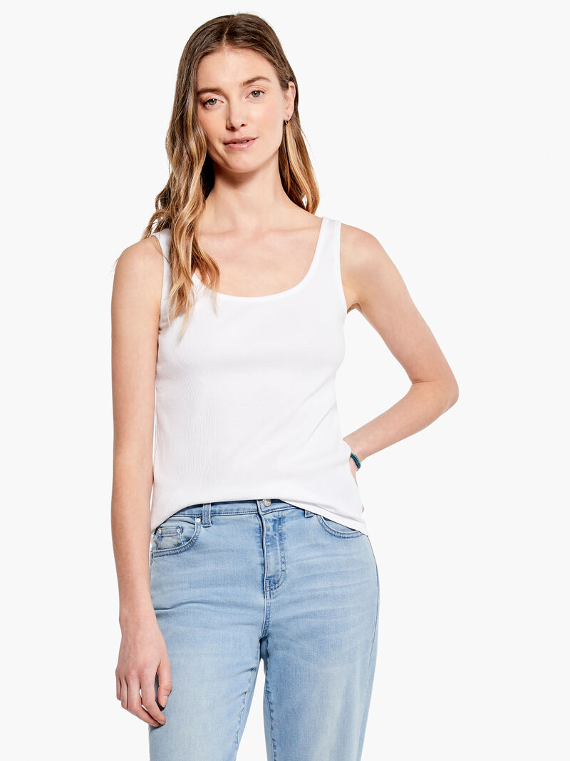 Woman Wears Drapey Rib Scoop Tank image number 0