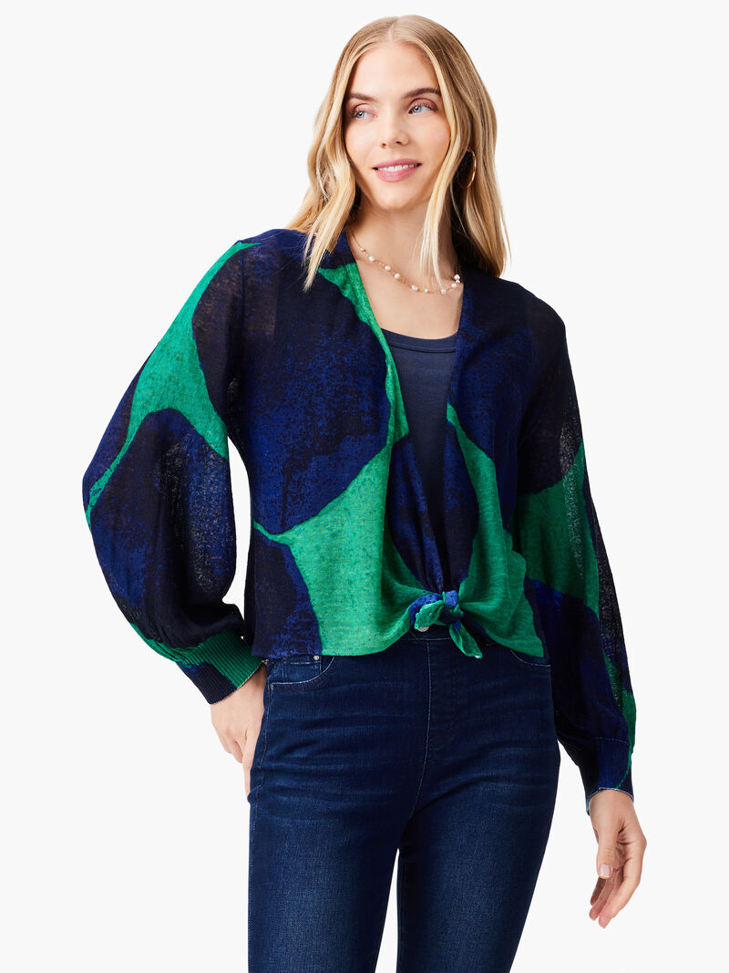 Woman Wears Ocean Dot 4-Way Cardigan image number 0