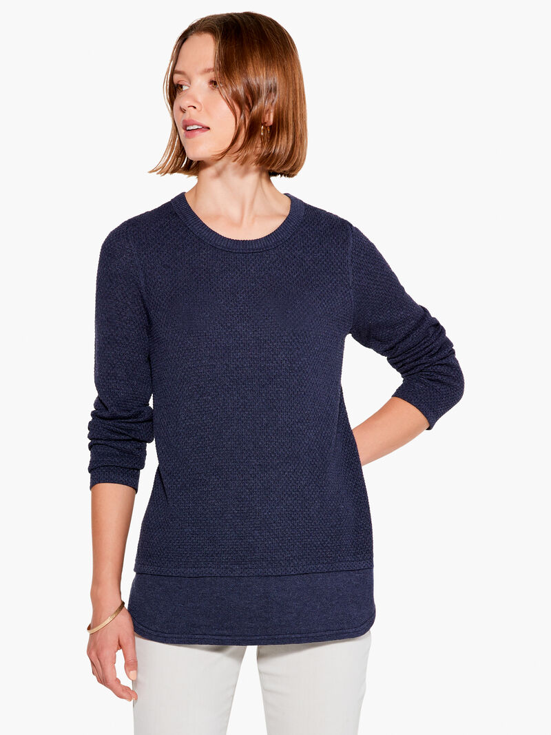 Woman Wears Waffle Vital Crew Neck Sweater image number 0