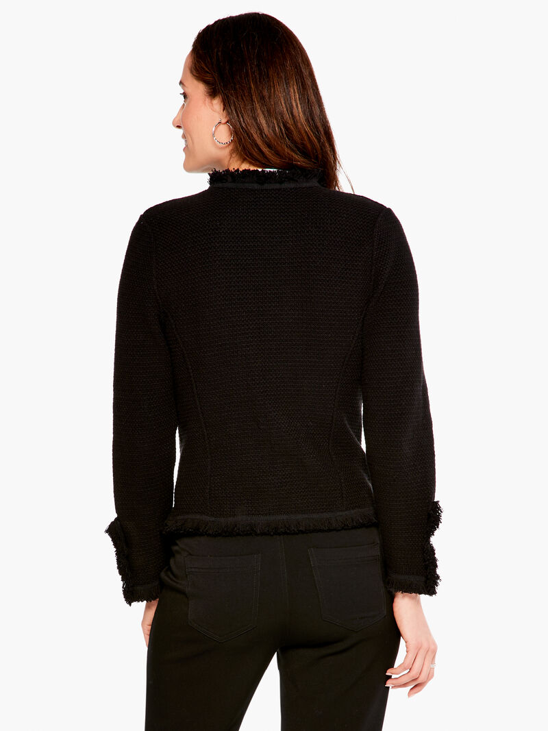 Woman Wears Fringe Mix Knit Jacket image number 2