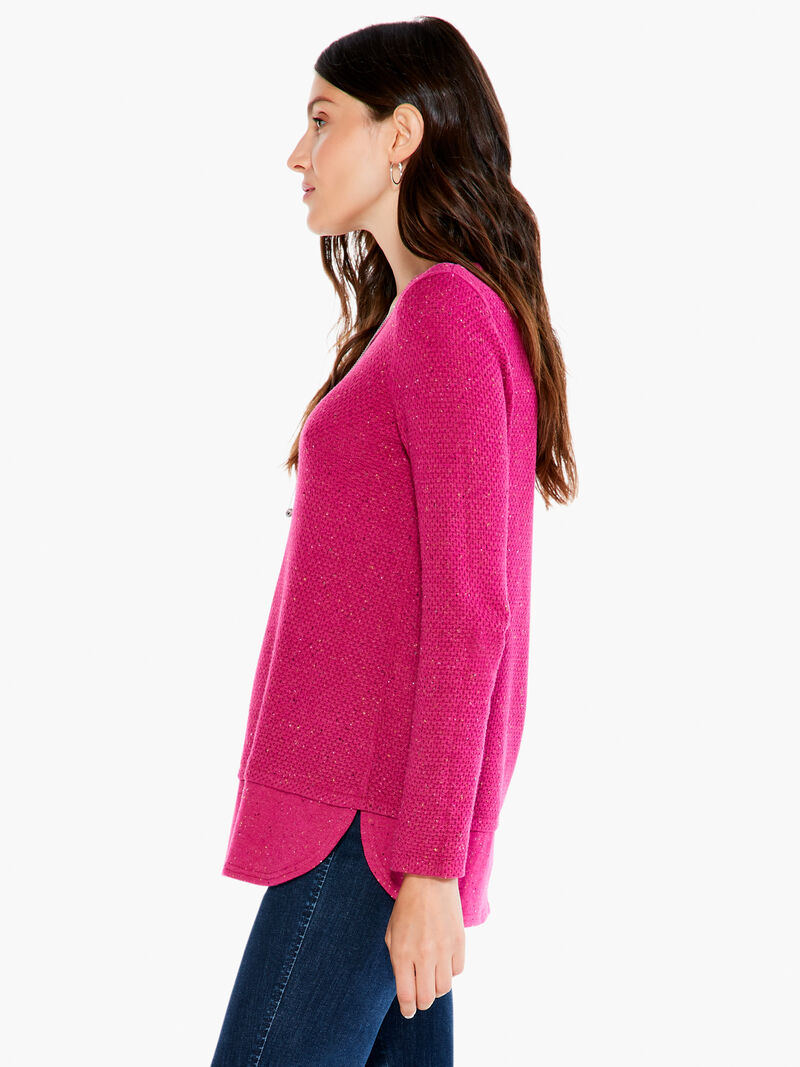 Woman Wears Waffle Vital Crew Neck Sweater image number 1