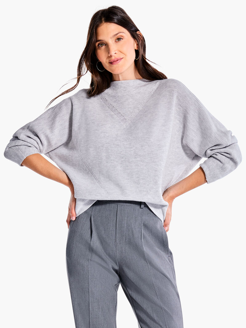 Woman Wears Shaker Knit Mock Sweater image number 0