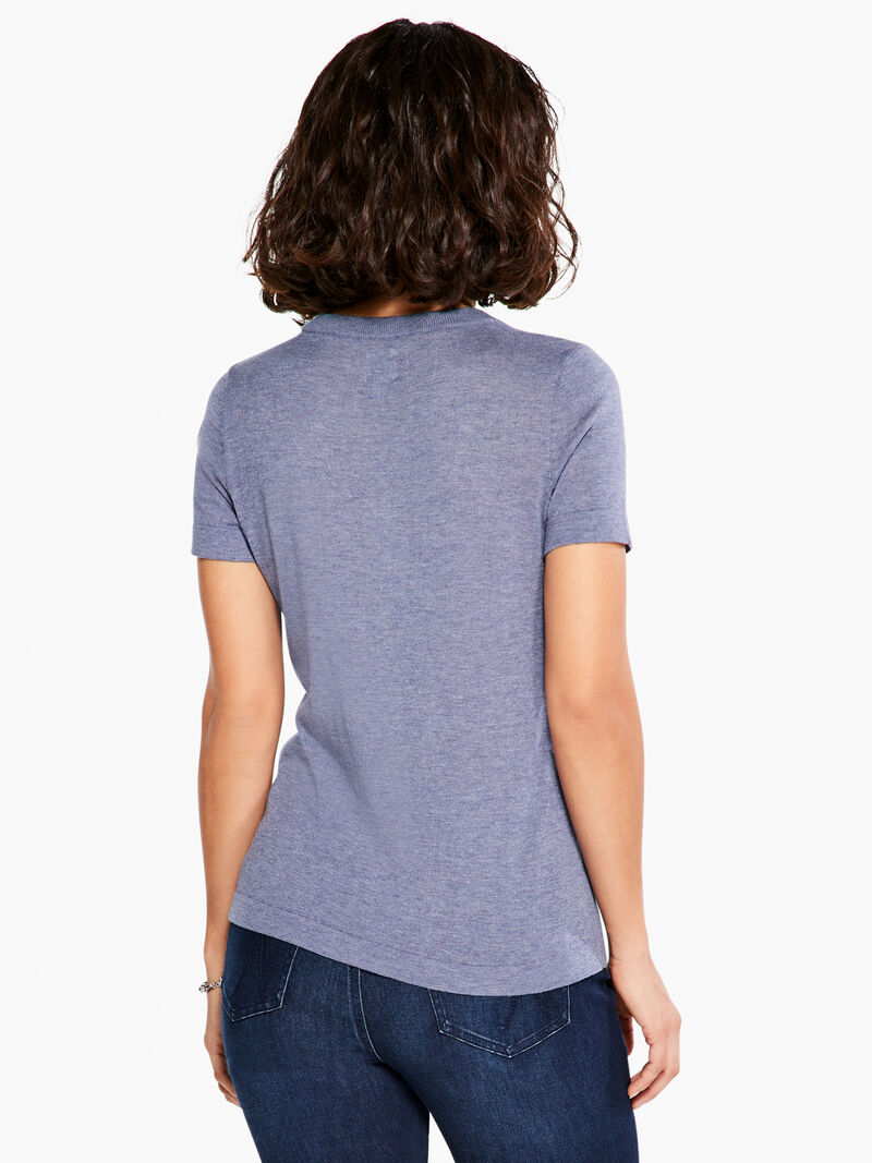 Woman Wears Crew Neck Short Sleeve Sweater Tee image number 2