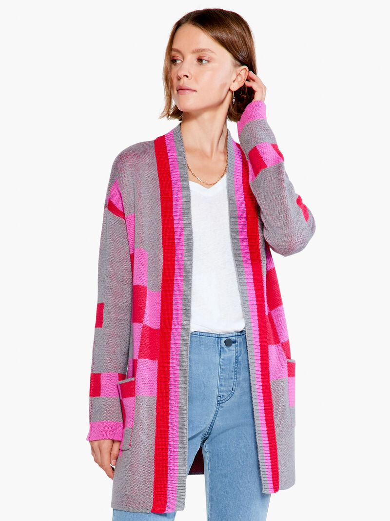 Woman Wears Checked Away Cardigan image number 0