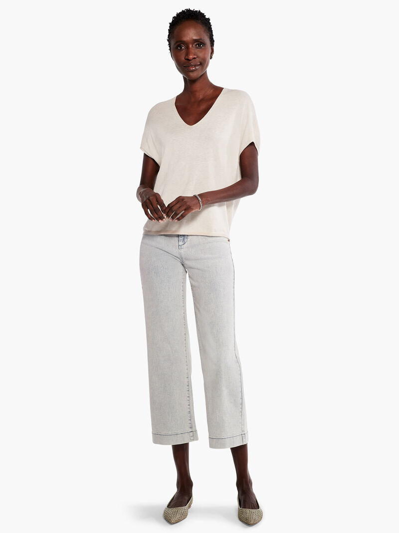 Woman Wears Relaxed V Sweater Tee image number 3