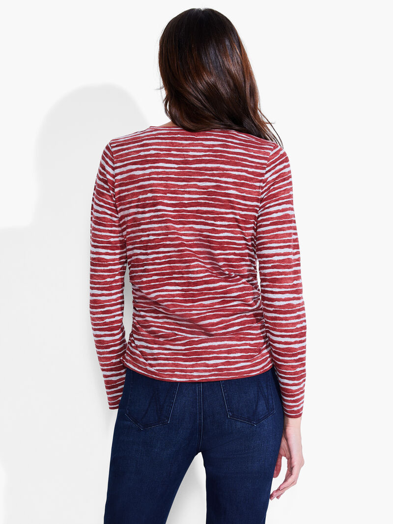 Woman Wears NZT Abstract Stripe Long Sleeve Scoop Neck image number 2