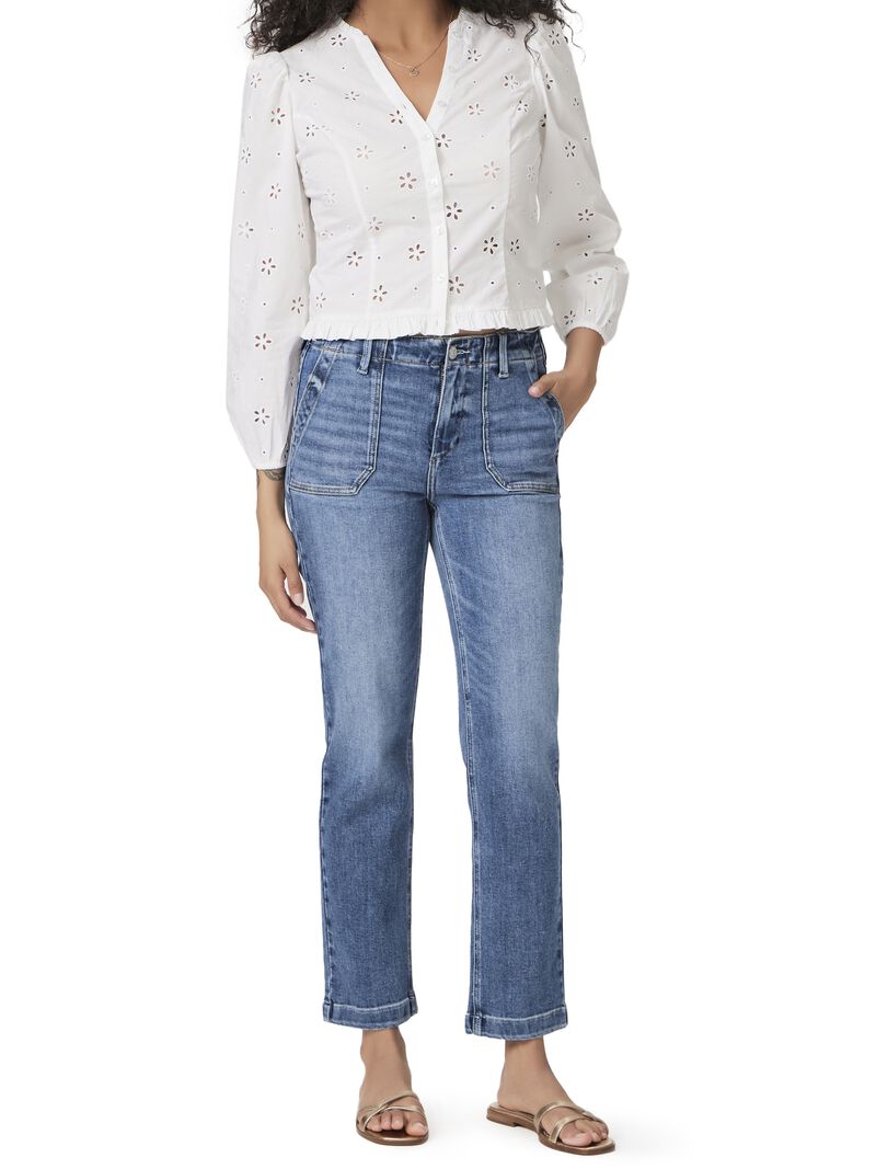 Woman Wears Paige - Mayslie Straight Ankle Jean image number 1