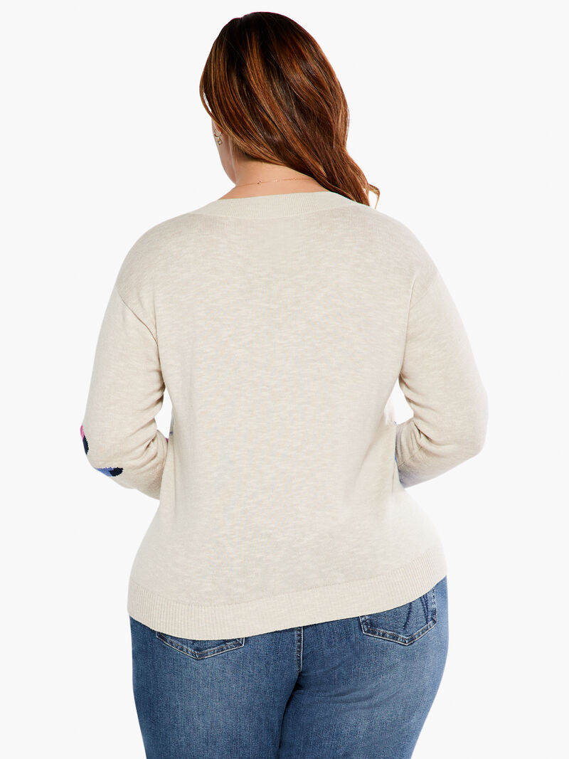 Woman Wears Blooming Short V Sweater image number 2