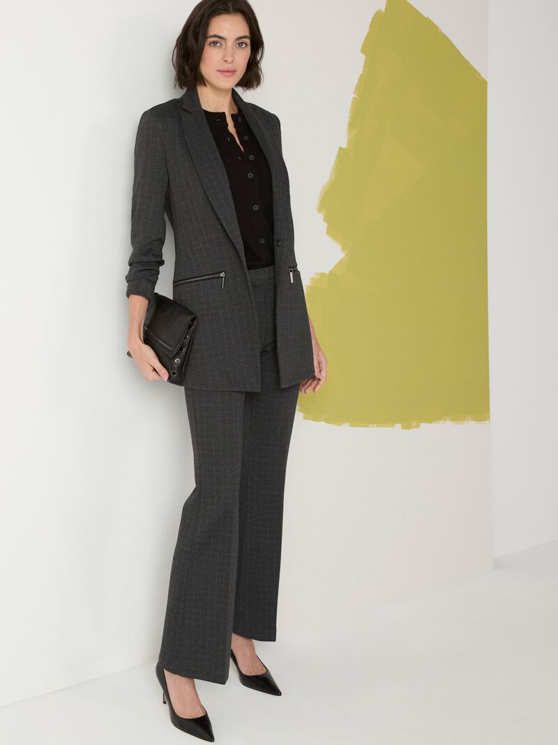 Woman Wears 30.5" Pinstripe Knit Bootcut Pant image number 1