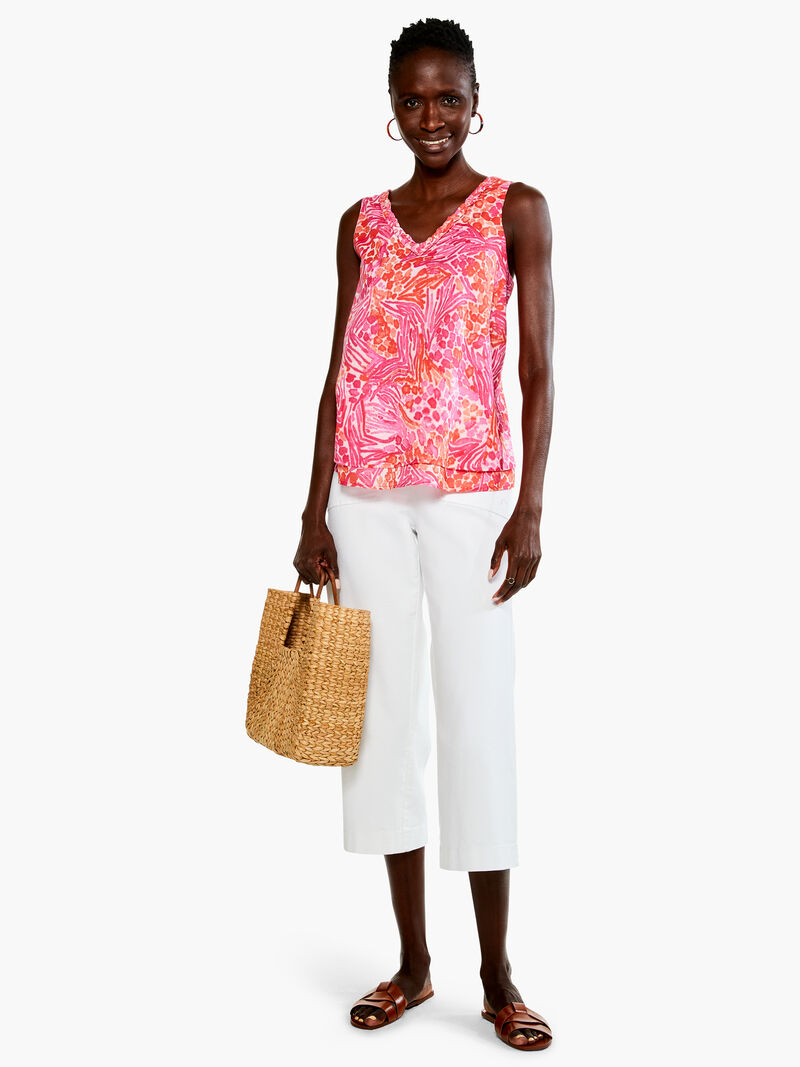 Woman Wears Watercolor Petals Tank image number 4