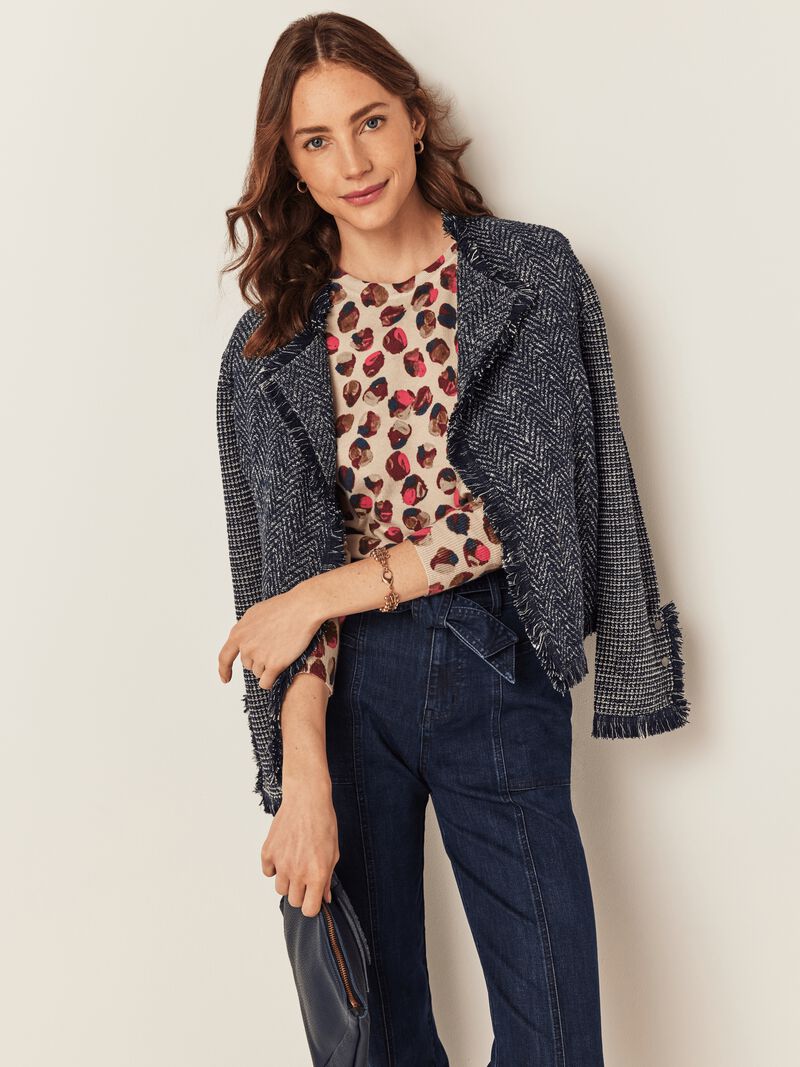 Woman Wears Blush Dot Sweater image number 5