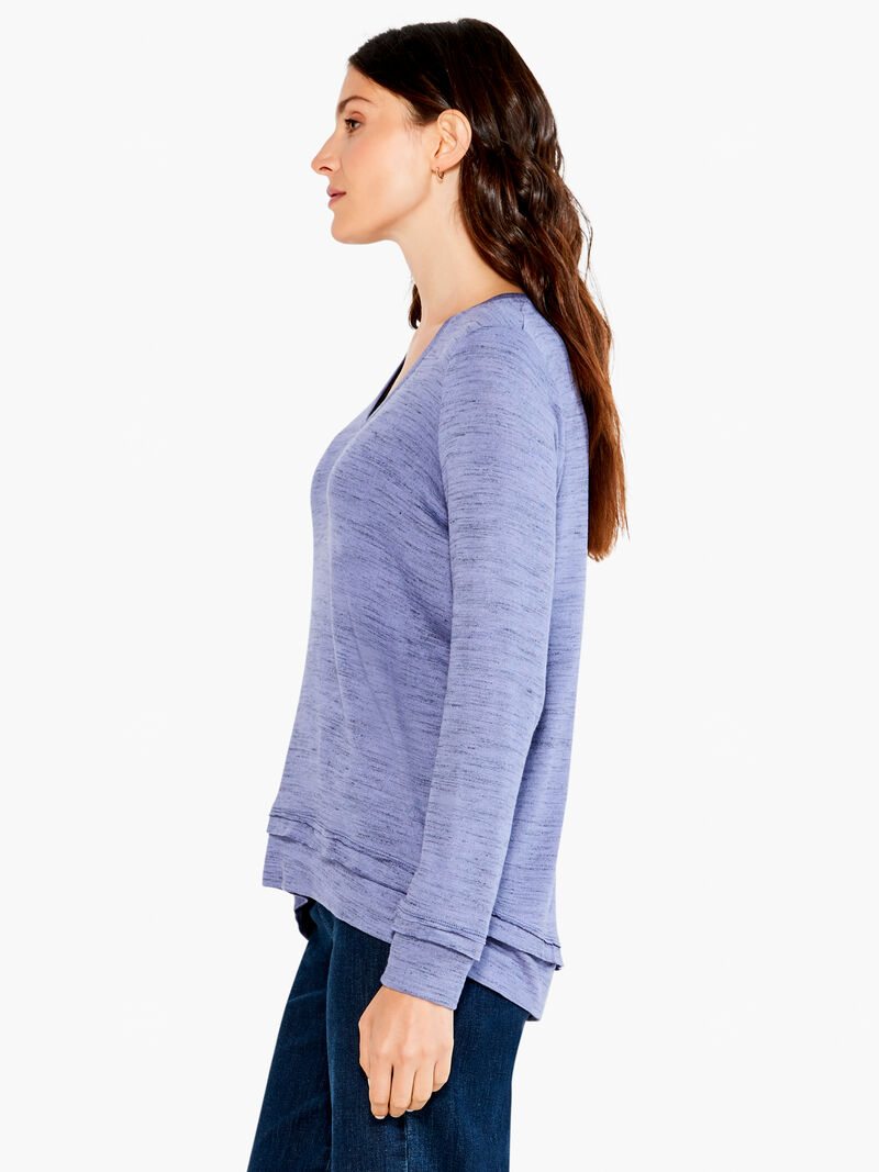 Woman Wears Spacedye Raw Edge Top image number 1