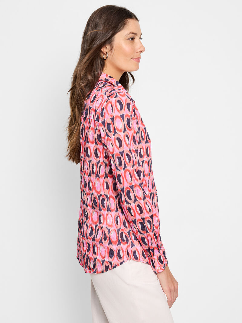 Woman Wears Ikat Rings Cotton Shirt image number 2