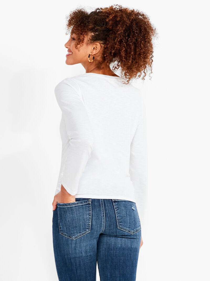 Woman Wears NZT Bracelet Sleeve Knot Front Tee image number 2