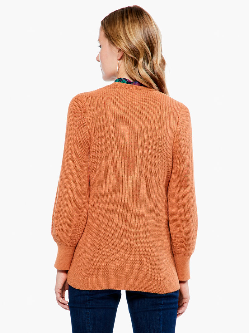Woman Wears Shaker Knit V Neck Sweater image number 2