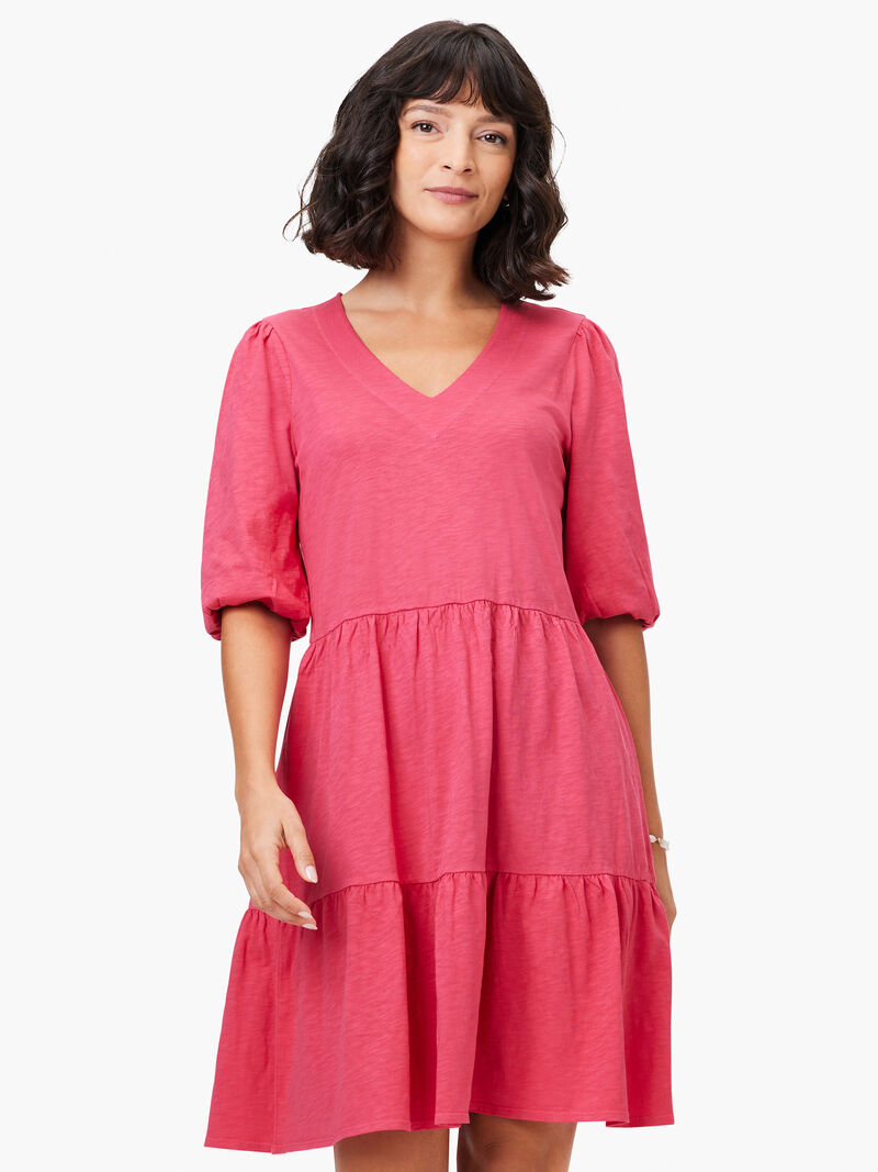 Woman Wears NZT Elbow Sleeve V-Neck Dress image number 0