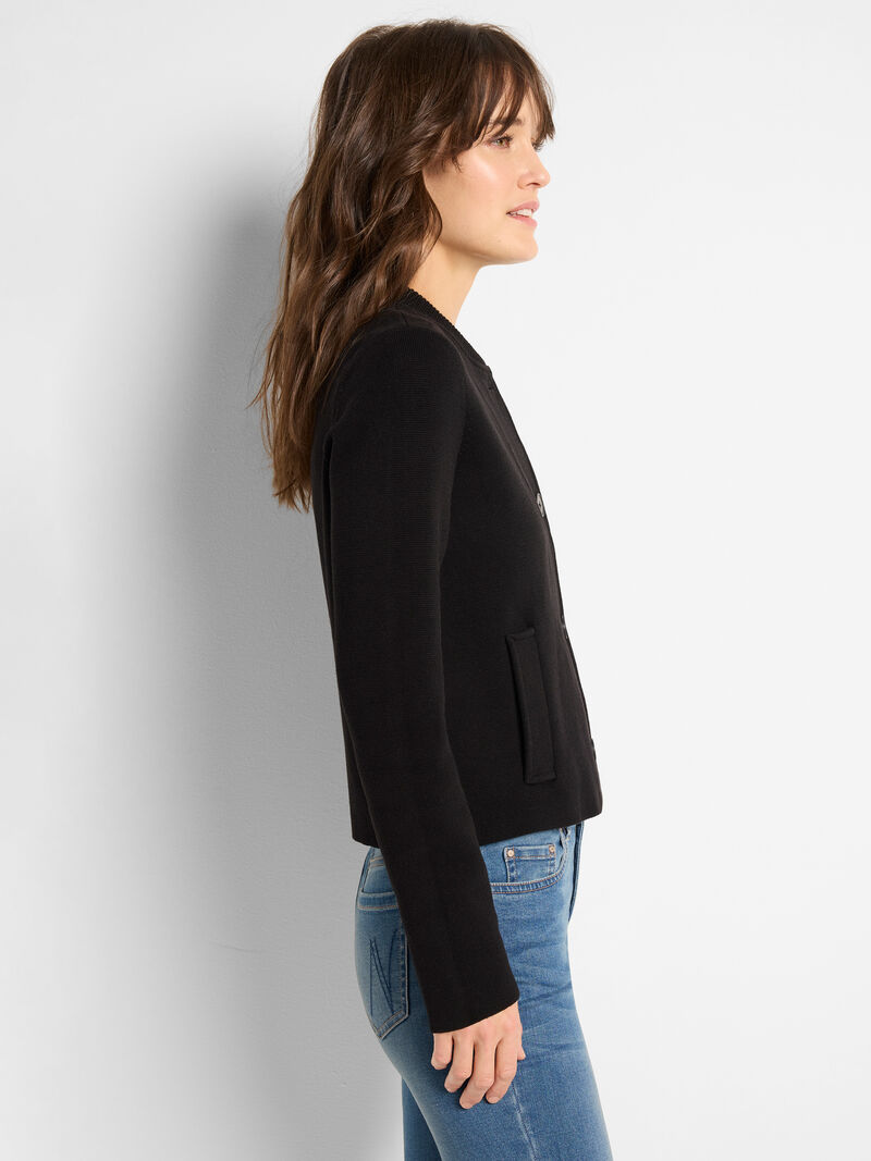 Woman Wears Knit Bomber Jacket image number 2
