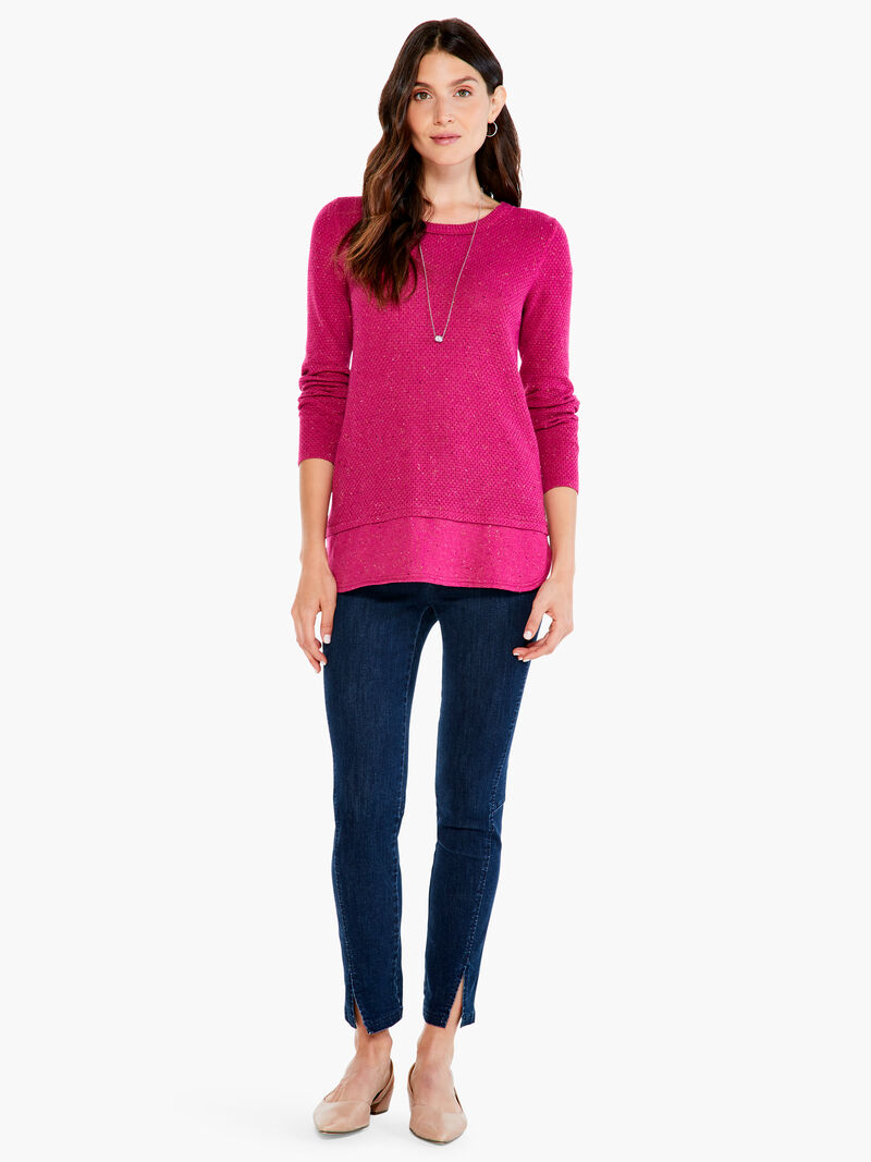 Woman Wears Waffle Vital Crew Neck Sweater image number 3