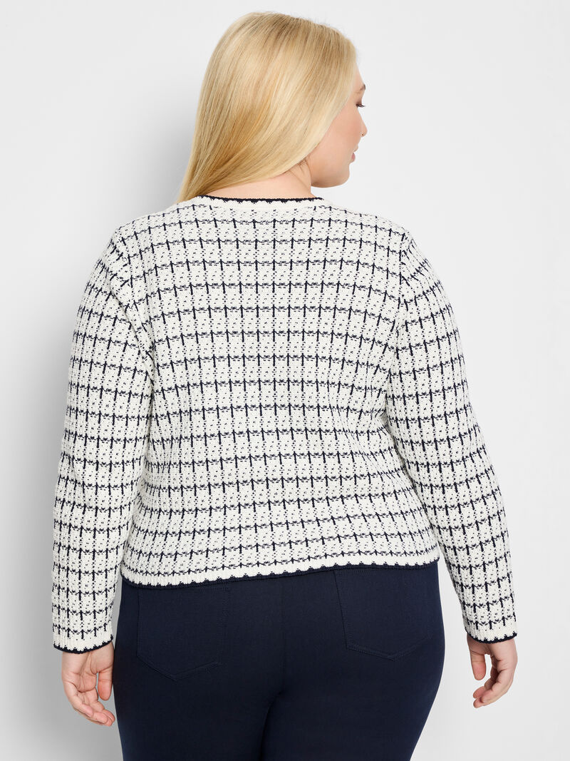 Woman Wears Mixed Up Sweater Jacket image number 3